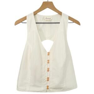 ANTHROPOLOGIE White Button Up Vest Jacket Top – Size 12 / Large